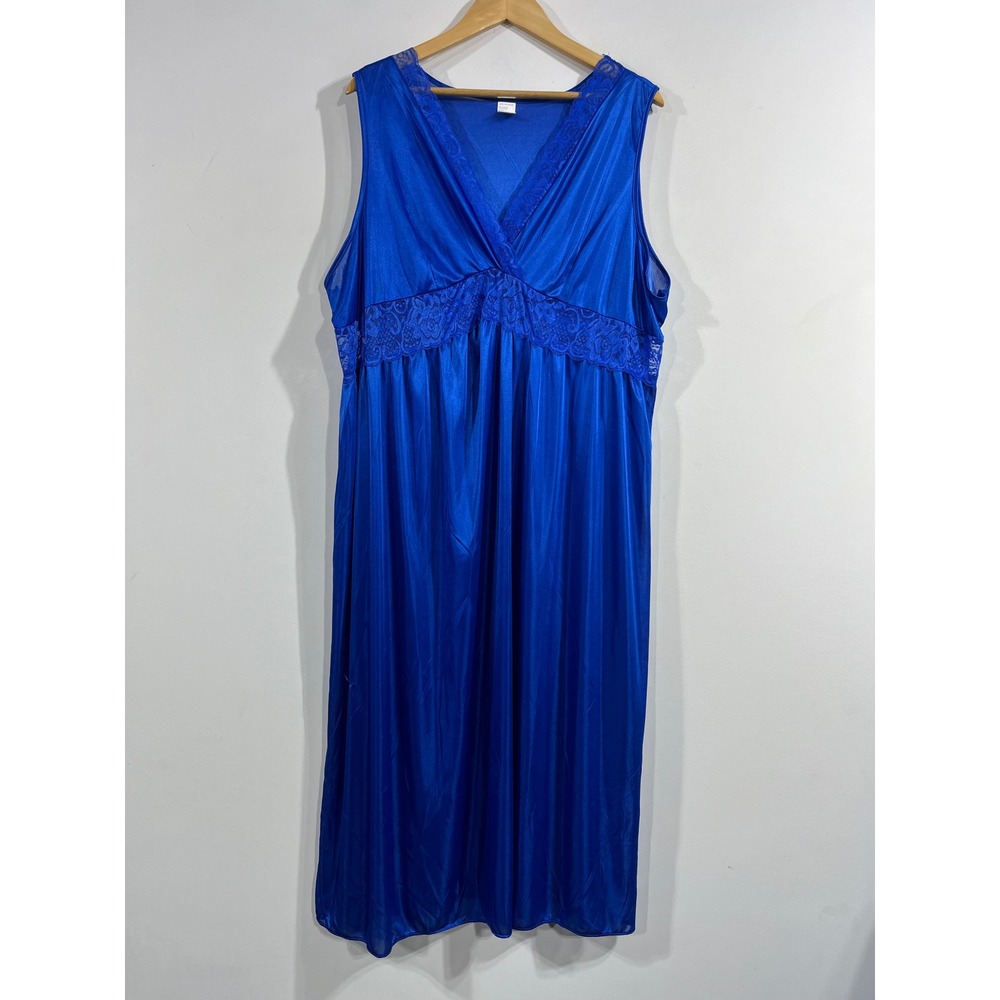 Women Fairy Grunge Y2K Babydoll Blue Lace Trim Slip Dress Maxi XXL Whimsigoth